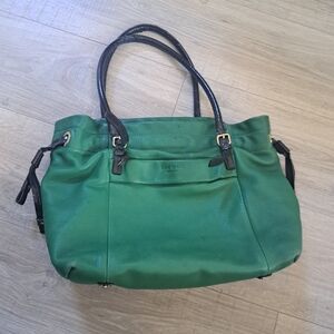 Green Leather Tote Bag